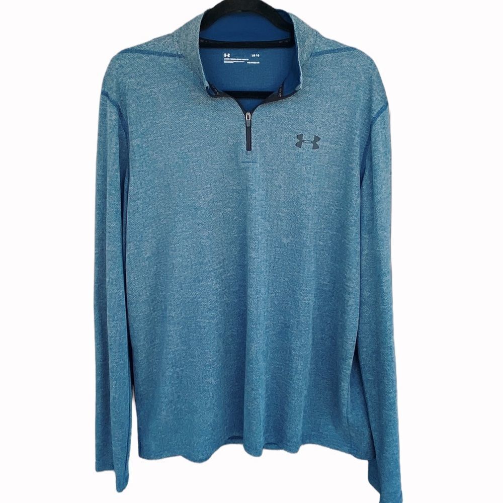 Under Armour Men’s Sz Lrg Teal Green Threadborne Heatgear 1/4 Zip Sweater